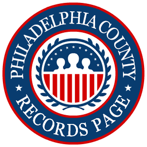 A round red, white, and blue logo with the words 'Philadelphia County Records Page' for the state of Pennsylvania.